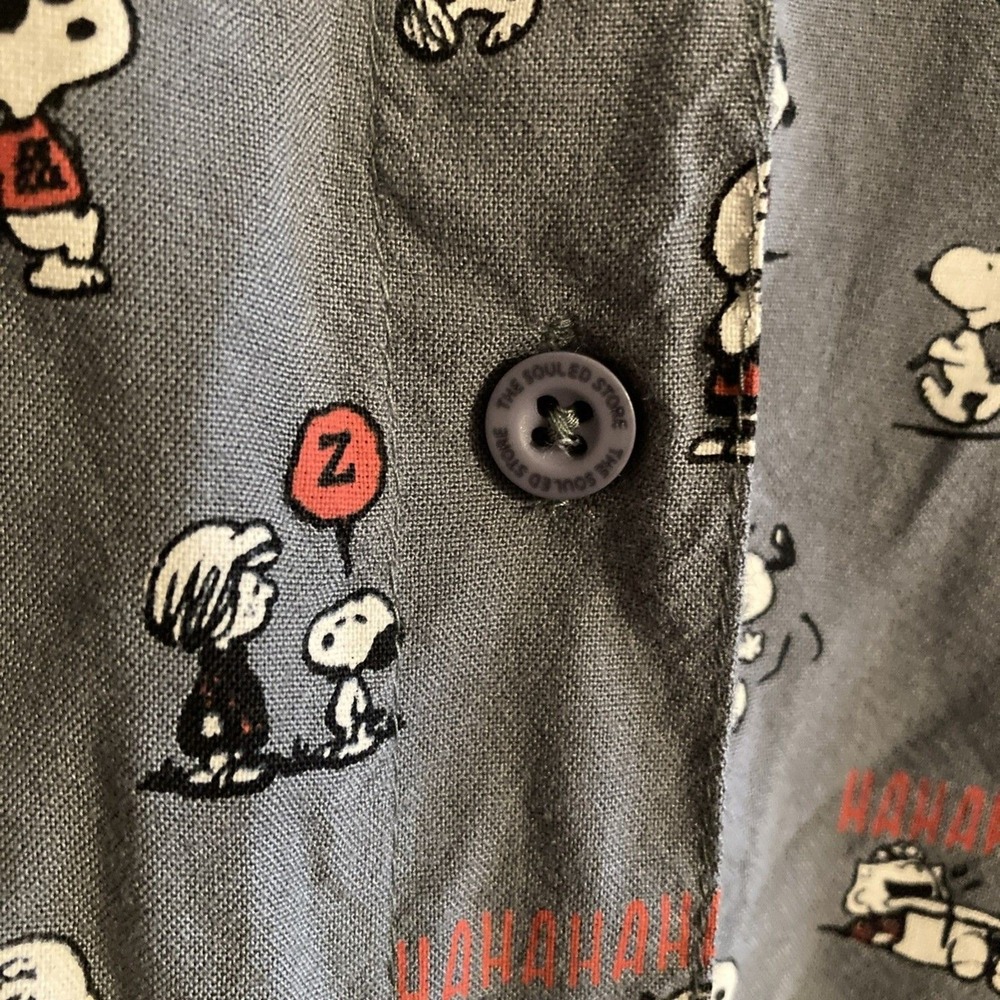 The Souled Store Womens M Gray Peanuts Snoopy Graphic Rayon Button Down Shirt - Picture 8 of 11